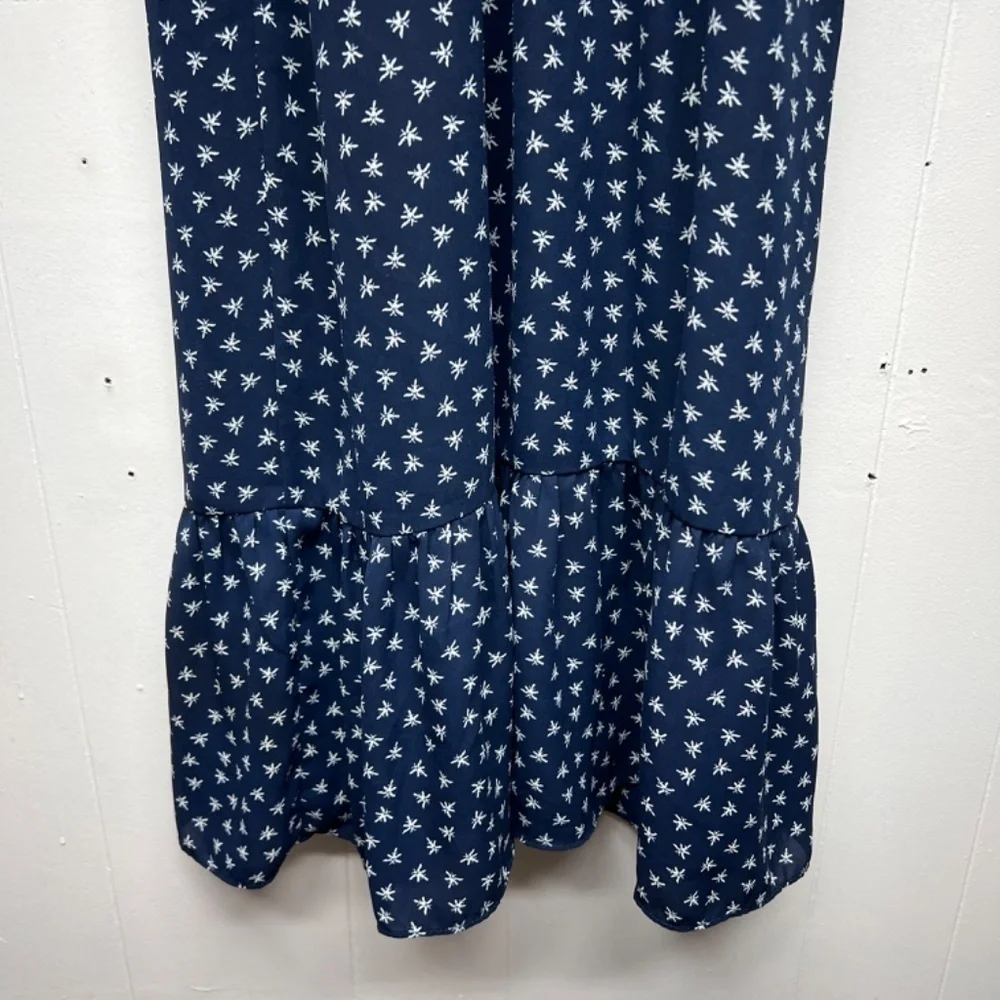 J. Crew Mercantile Navy Blue High Waisted Ruffle Hem Cap Sleeve Women's Dress XS